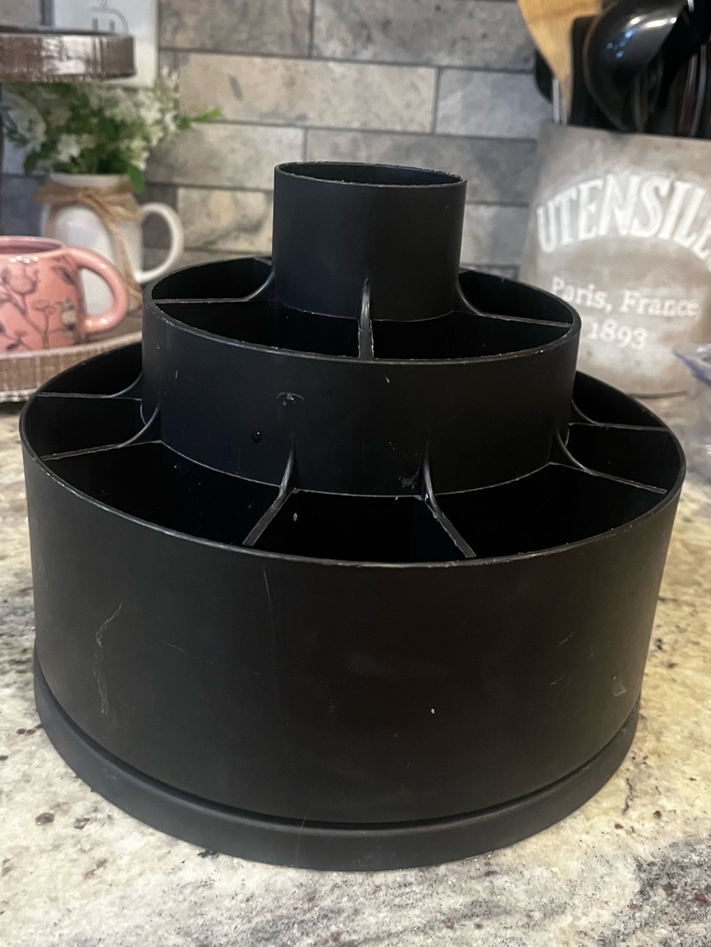 Pampered Chef Black Tiered Rotating Utensil Organizer